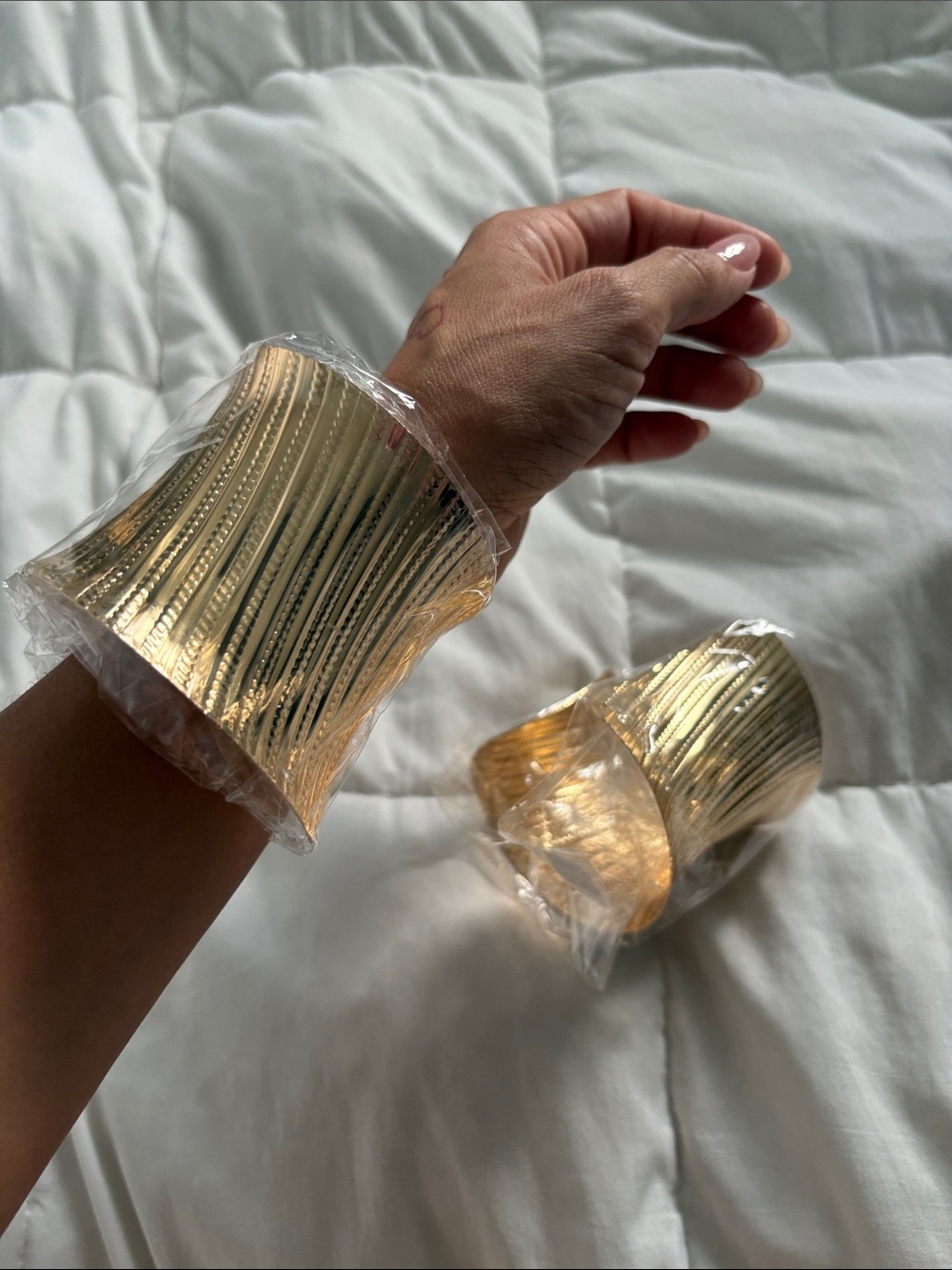 2 Gold Wide Cuff Bracelet - Women Accessories
